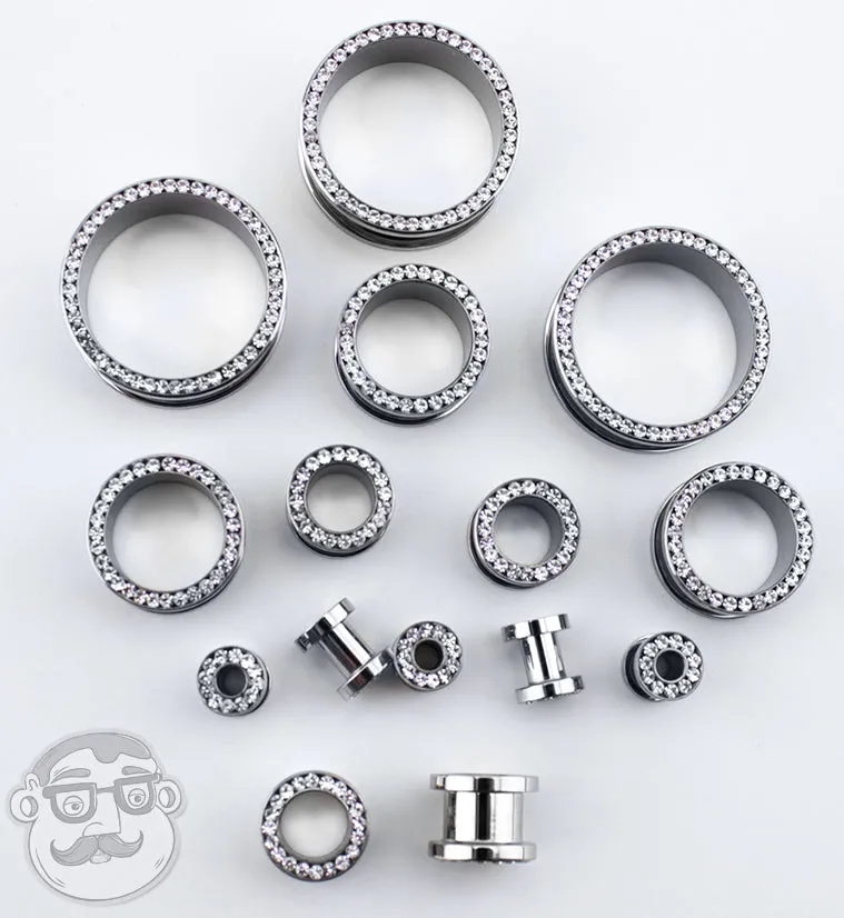 Stainless Steel CZ Bling Ear Tunnels