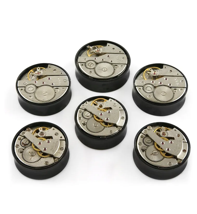 Steampunk Gear Black Stainless Steel Plugs