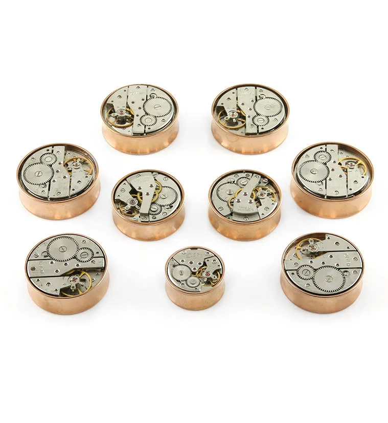 Steampunk Gear IP Rose Gold Stainless Steel Plugs