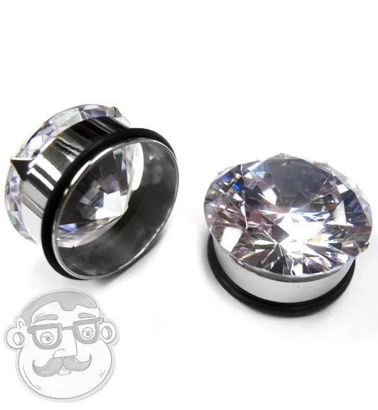 Steel CZ Diamond Hollow Plugs