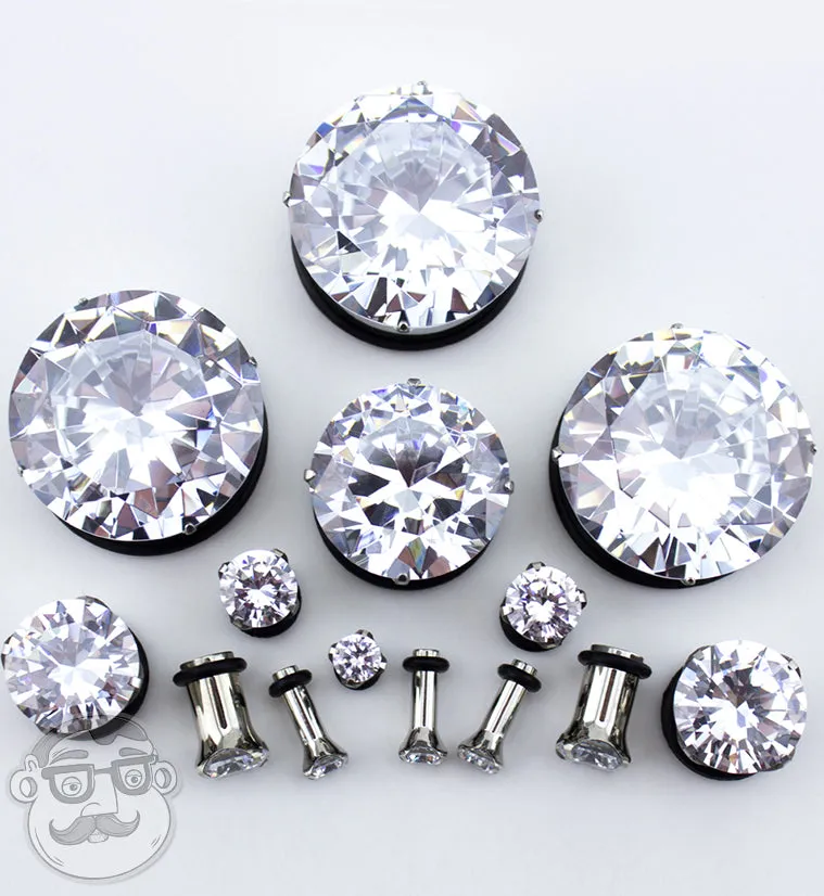 Steel CZ Diamond Hollow Plugs