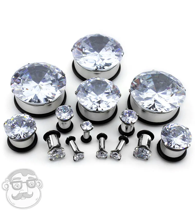 Steel CZ Diamond Hollow Plugs