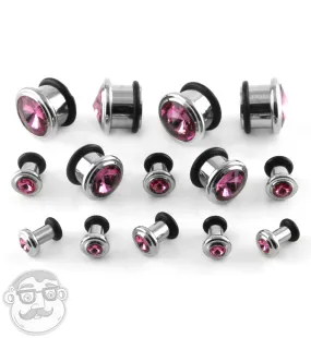 Steel Pink CZ Bling Plugs
