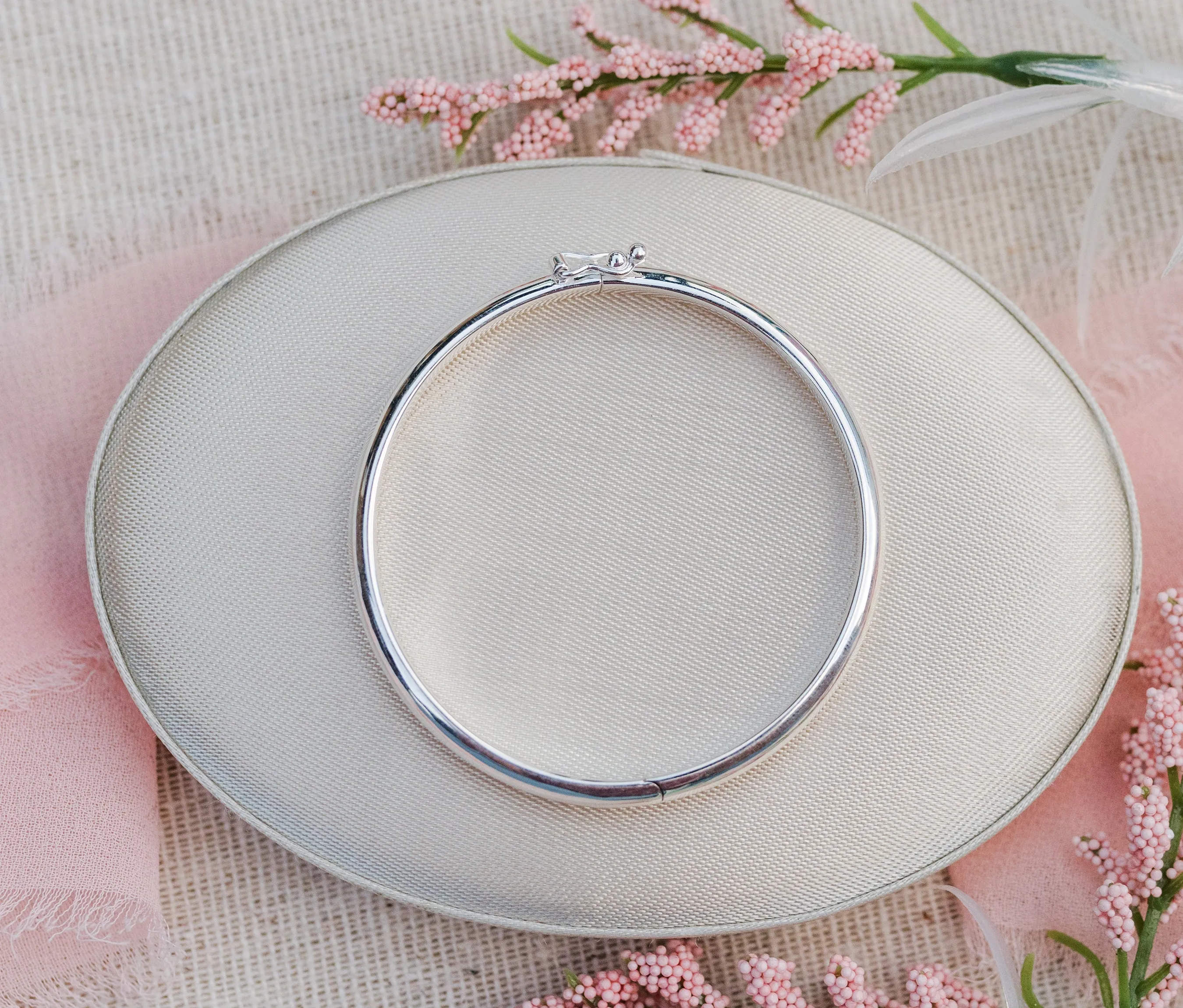 Sterling Silver Baby Bangle Bracelet for Kids,Little Girls, Women with FREE Engraving  - TC-Anna