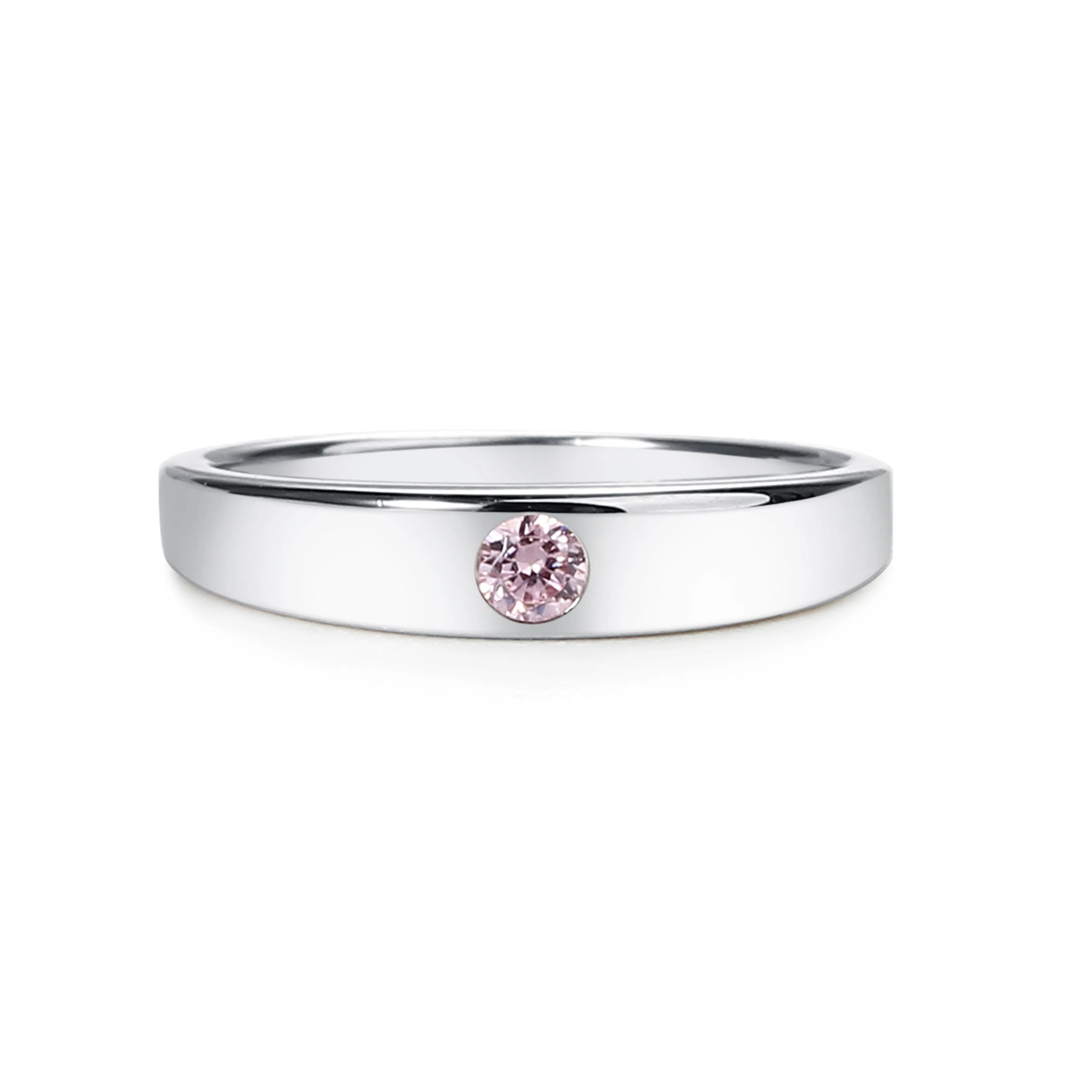 Sterling Silver Baby Ring with Pink CZ (BR-04-Pink)