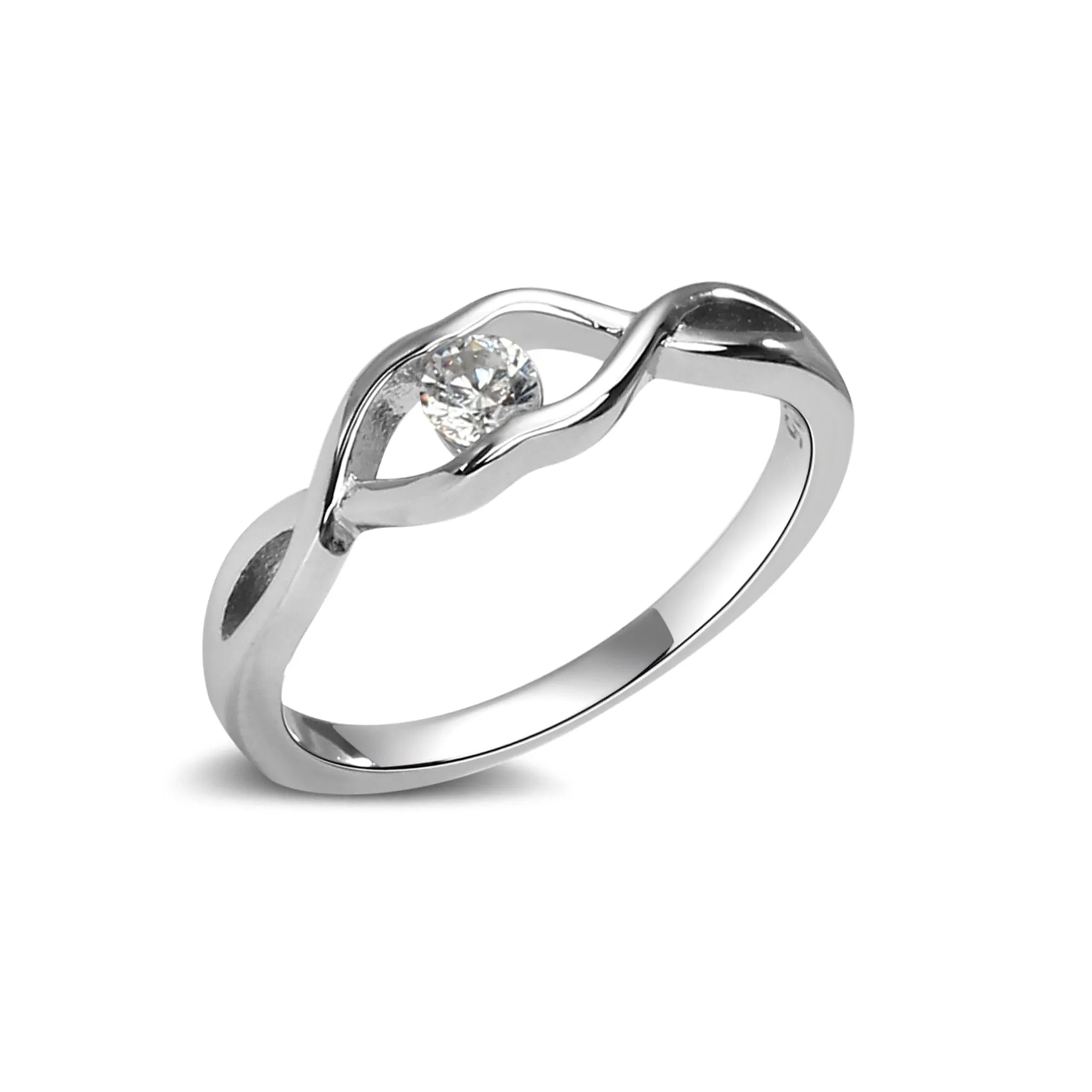 Sterling Silver Baby Ring with Twisted Band and Clear CZ for Girls