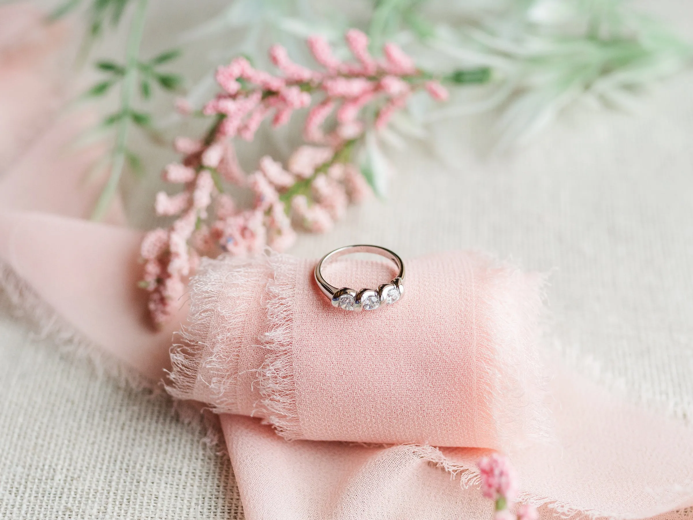 Sterling Silver Baby Ring with Twisted Band and Three CZ Stones for Girls