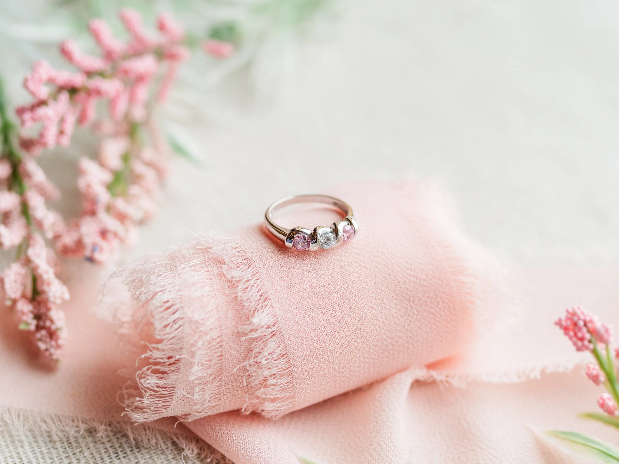 Sterling Silver Baby Ring with Twisted Band and Triple CZ Stones for Girls