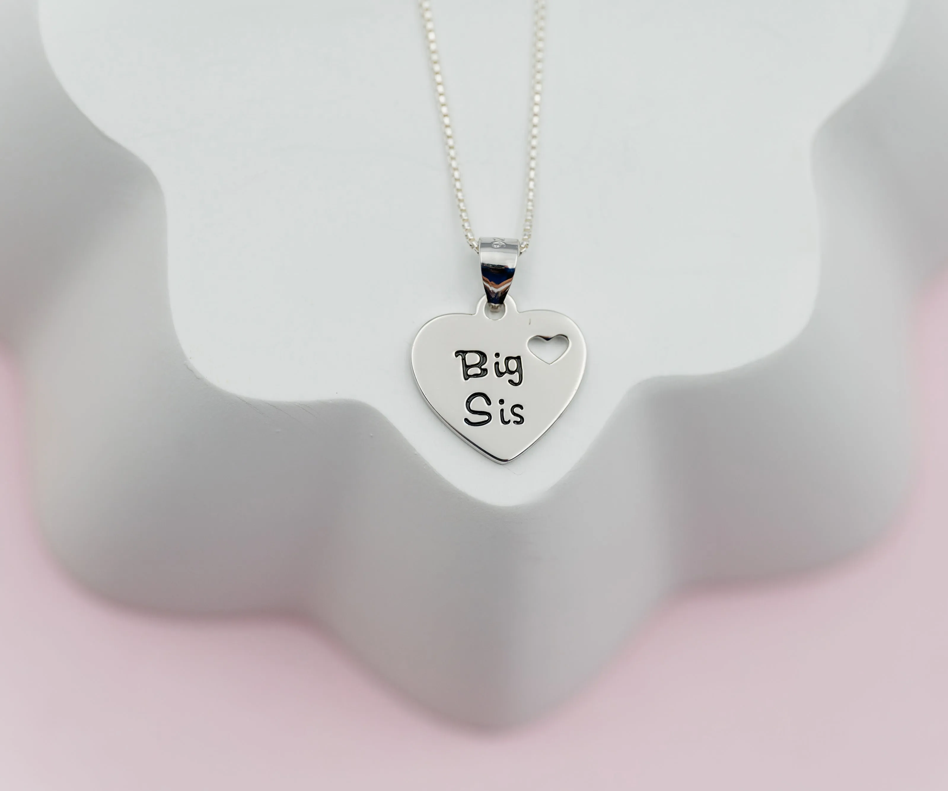 Sterling Silver Big Sis Heart Necklace for Big Sisters