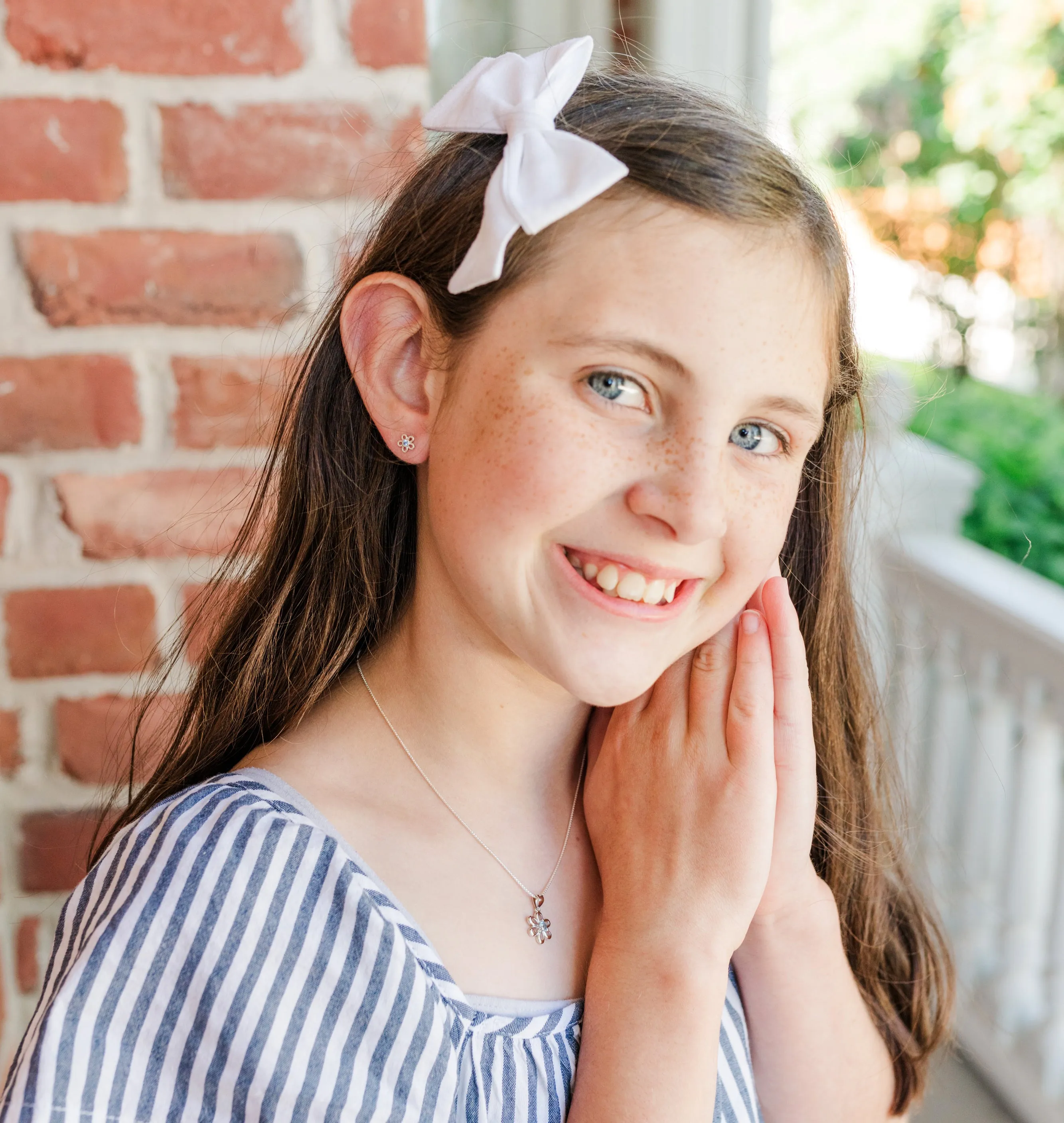 Sterling Silver Birthstone Daisy Earrings for Kids