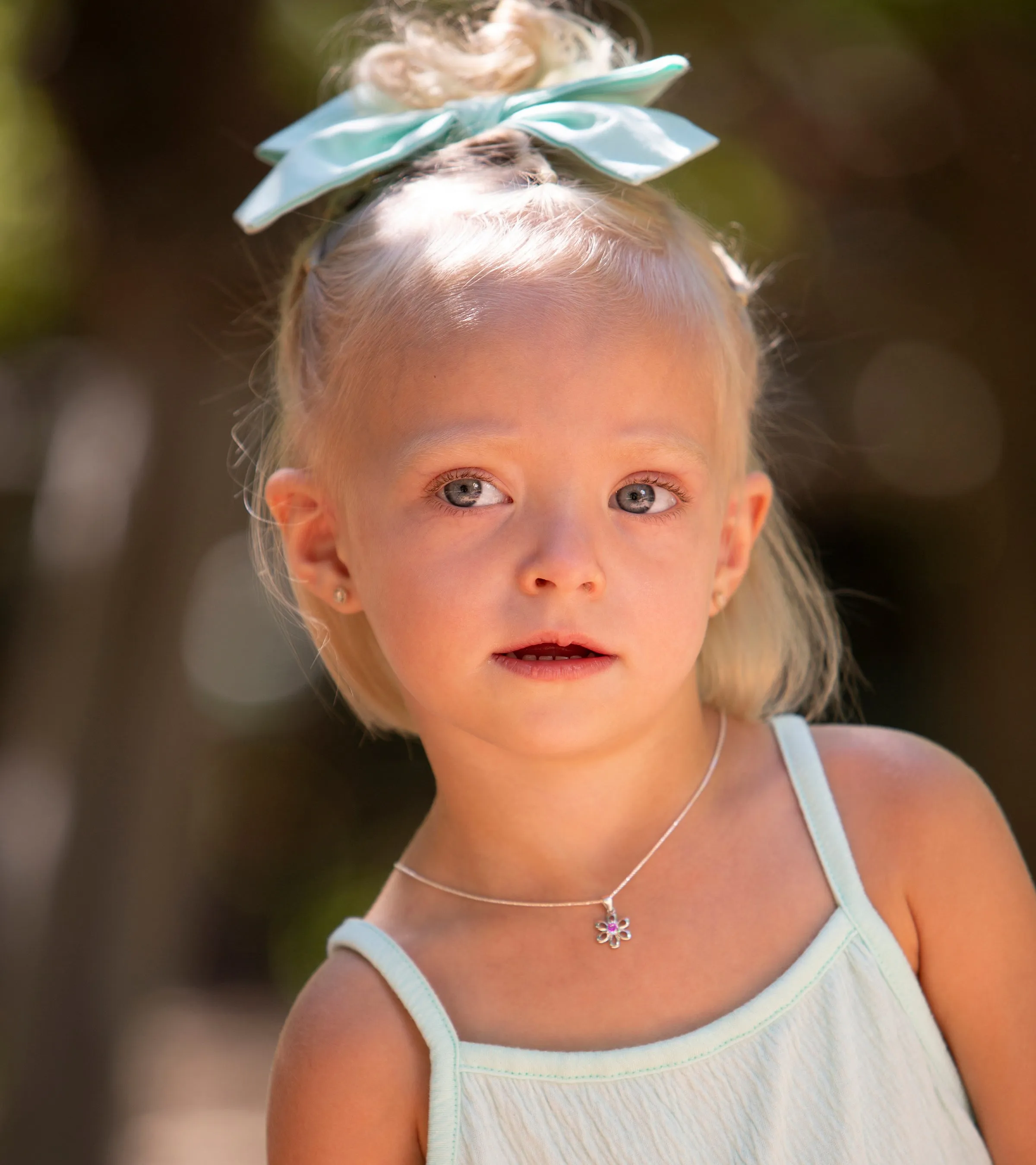 Sterling Silver Birthstone Daisy Flower Necklace for Little Girls
