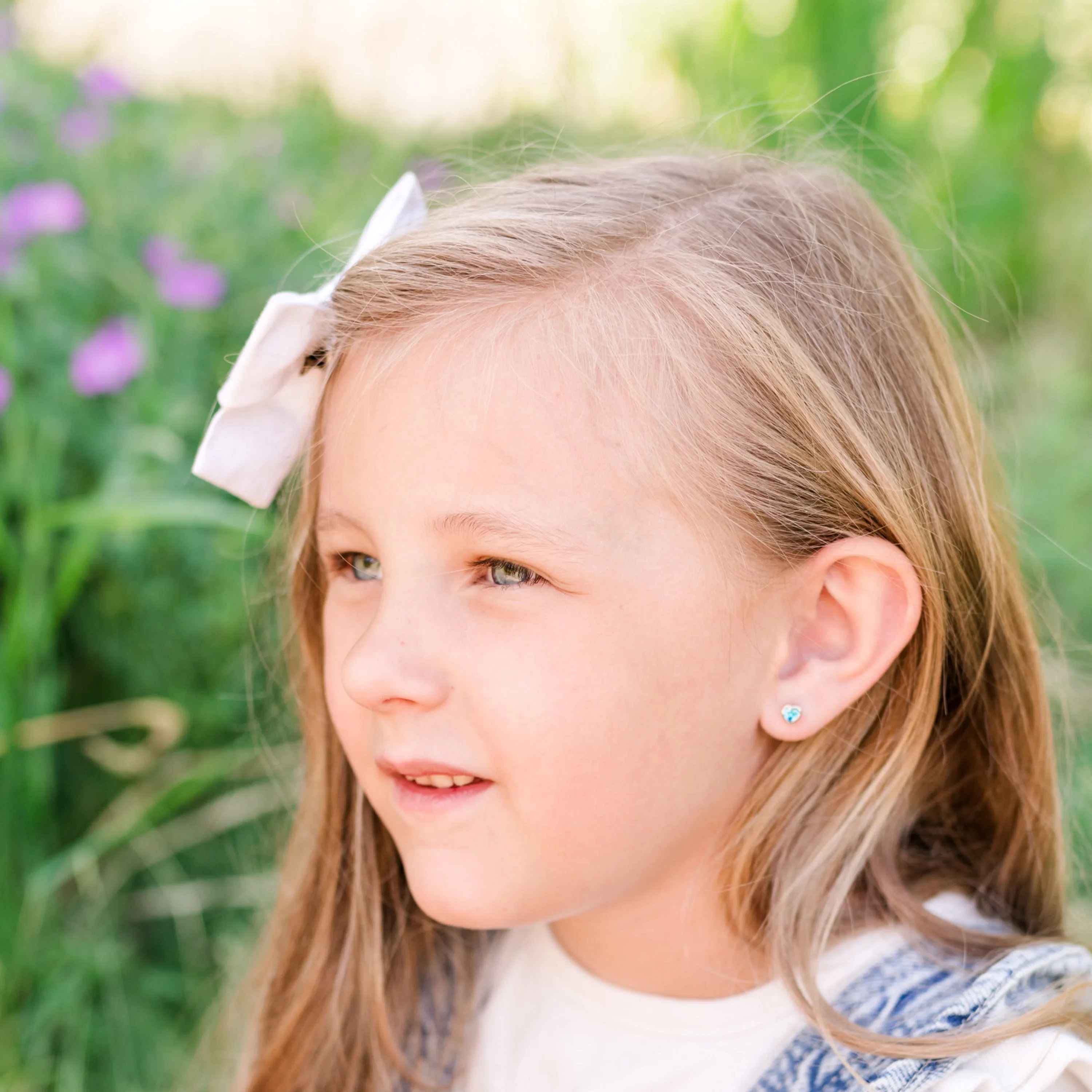 Sterling Silver Birthstone Heart Earrings for Babies and Girls