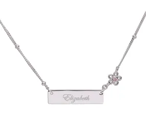 Sterling Silver Children's Bar Necklace with Daisy (BCN-HBar Daisy)