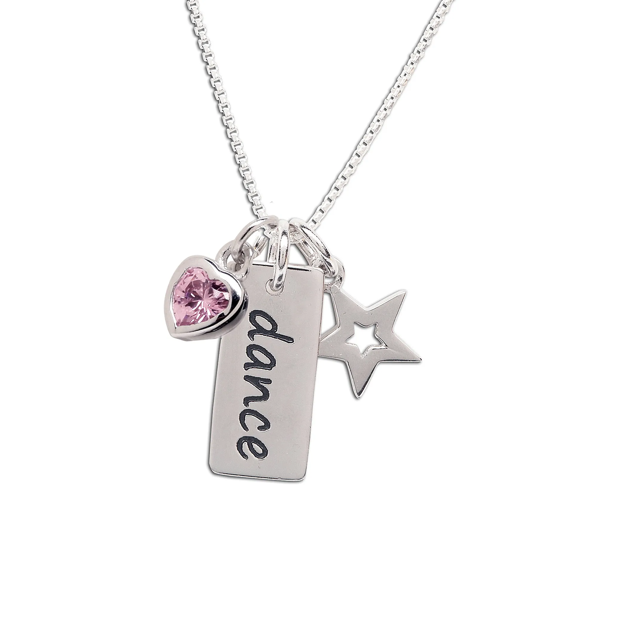 Sterling Silver Children's Dance Necklace-Pink