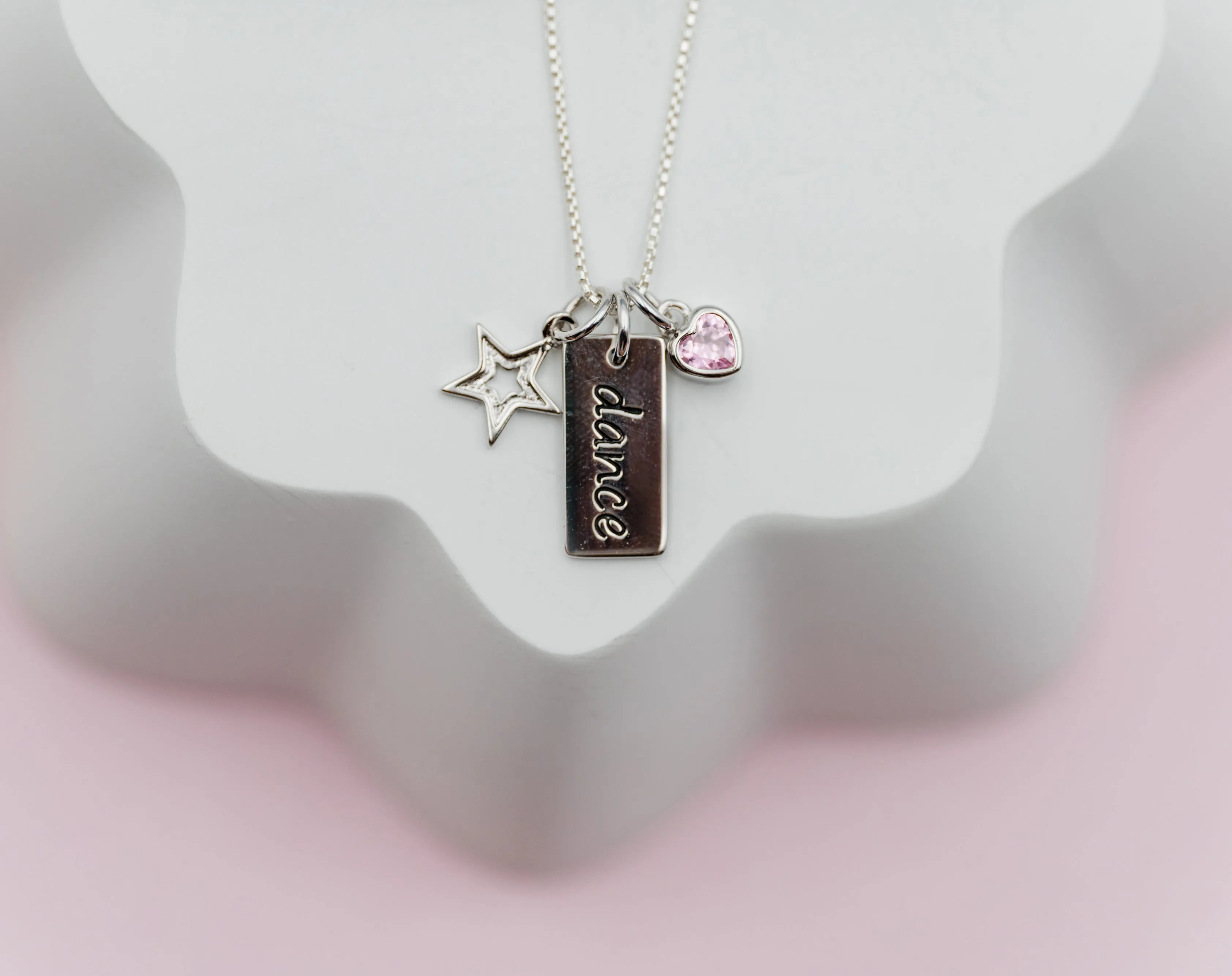 Sterling Silver Children's Dance Necklace-Pink