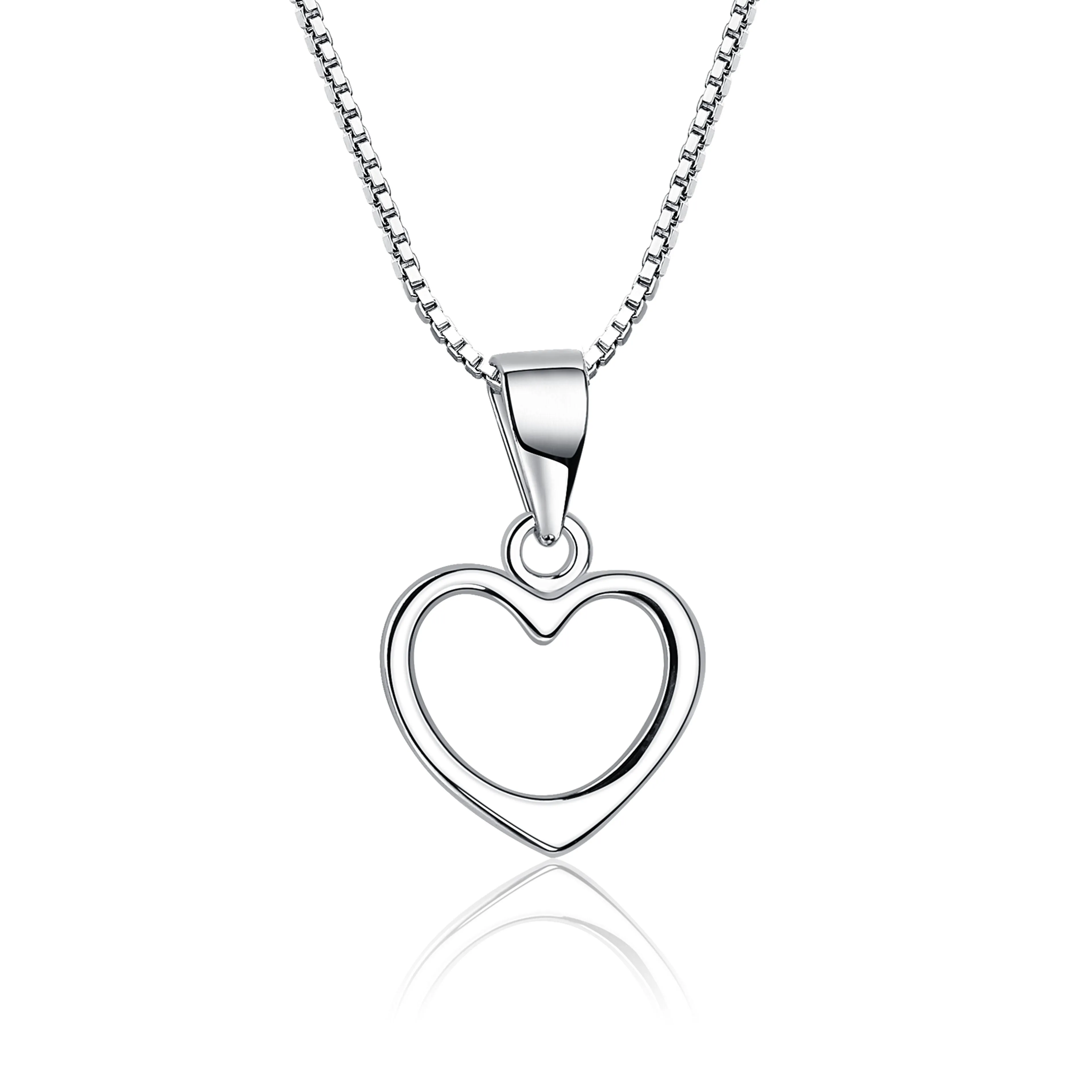 Sterling Silver Children's Hollow Heart Necklace