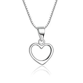 Sterling Silver Children's Hollow Heart Necklace