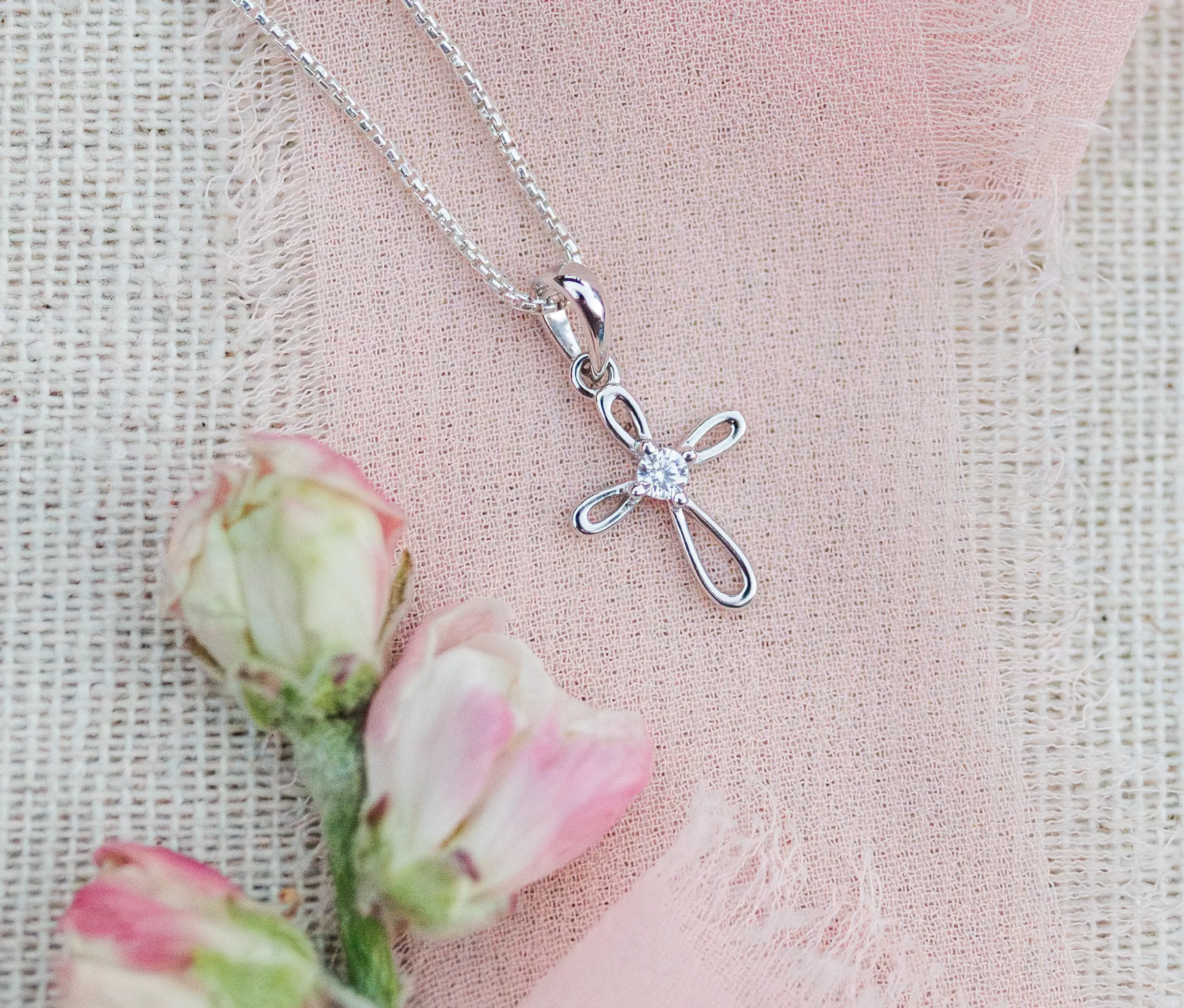 Sterling Silver Children's Infinity Cross Necklace for Kids