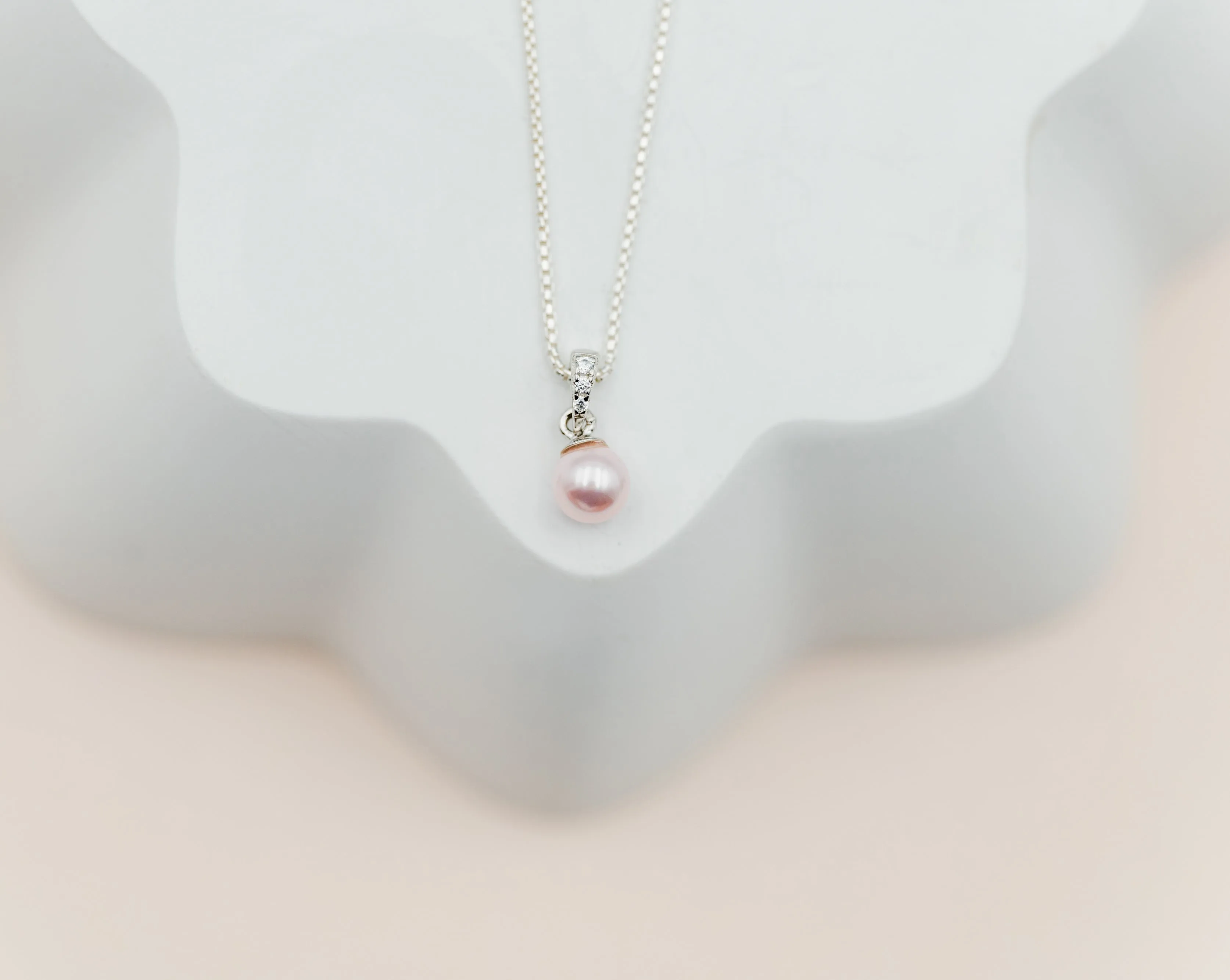 Sterling Silver Child's Pink Pearl Necklace