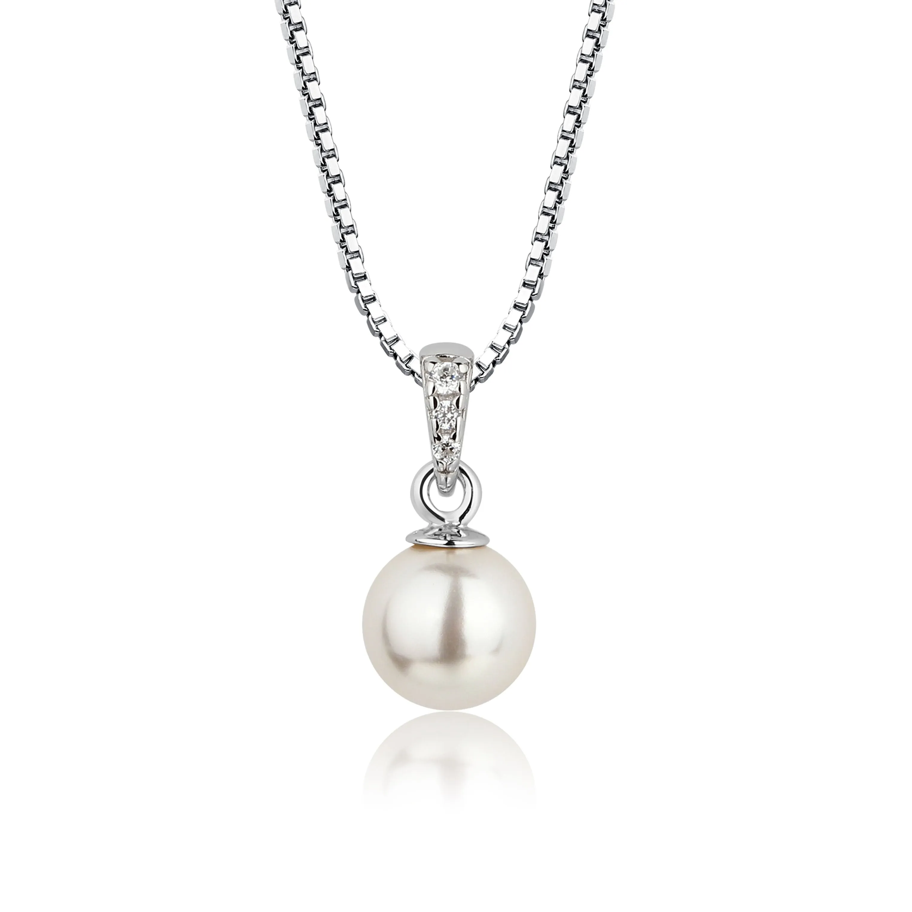 Sterling Silver Child's White Pearl Necklace