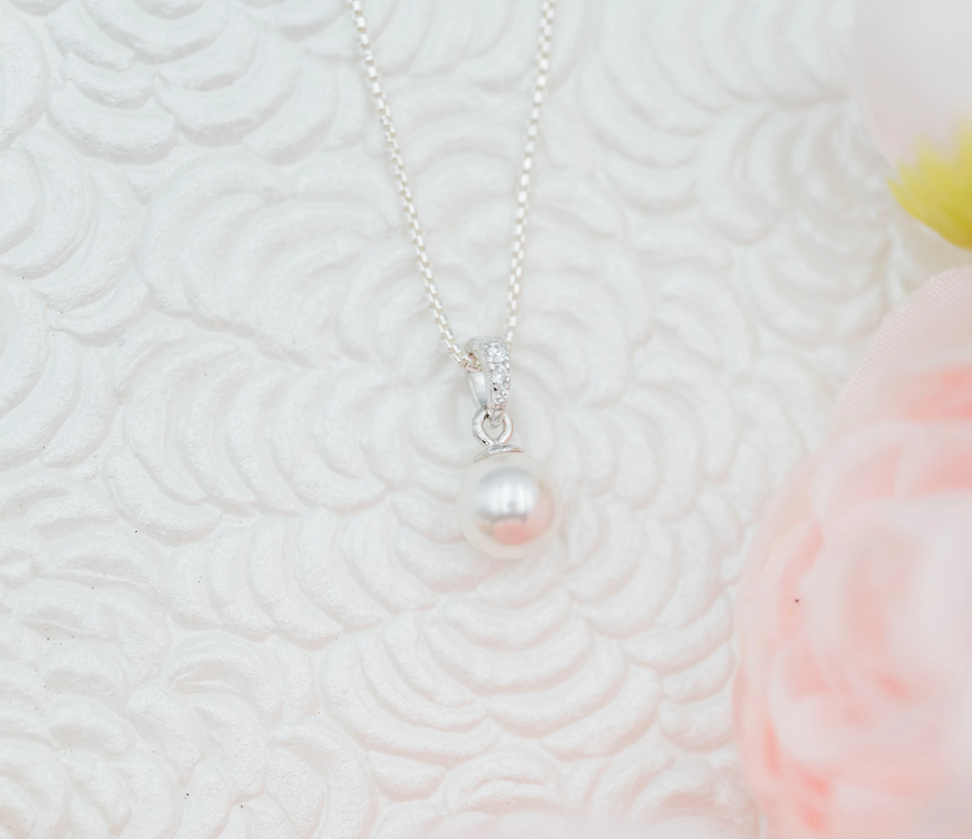 Sterling Silver Child's White Pearl Necklace