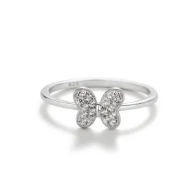 Sterling Silver Clear Butterfly Ring with CZs for Kids