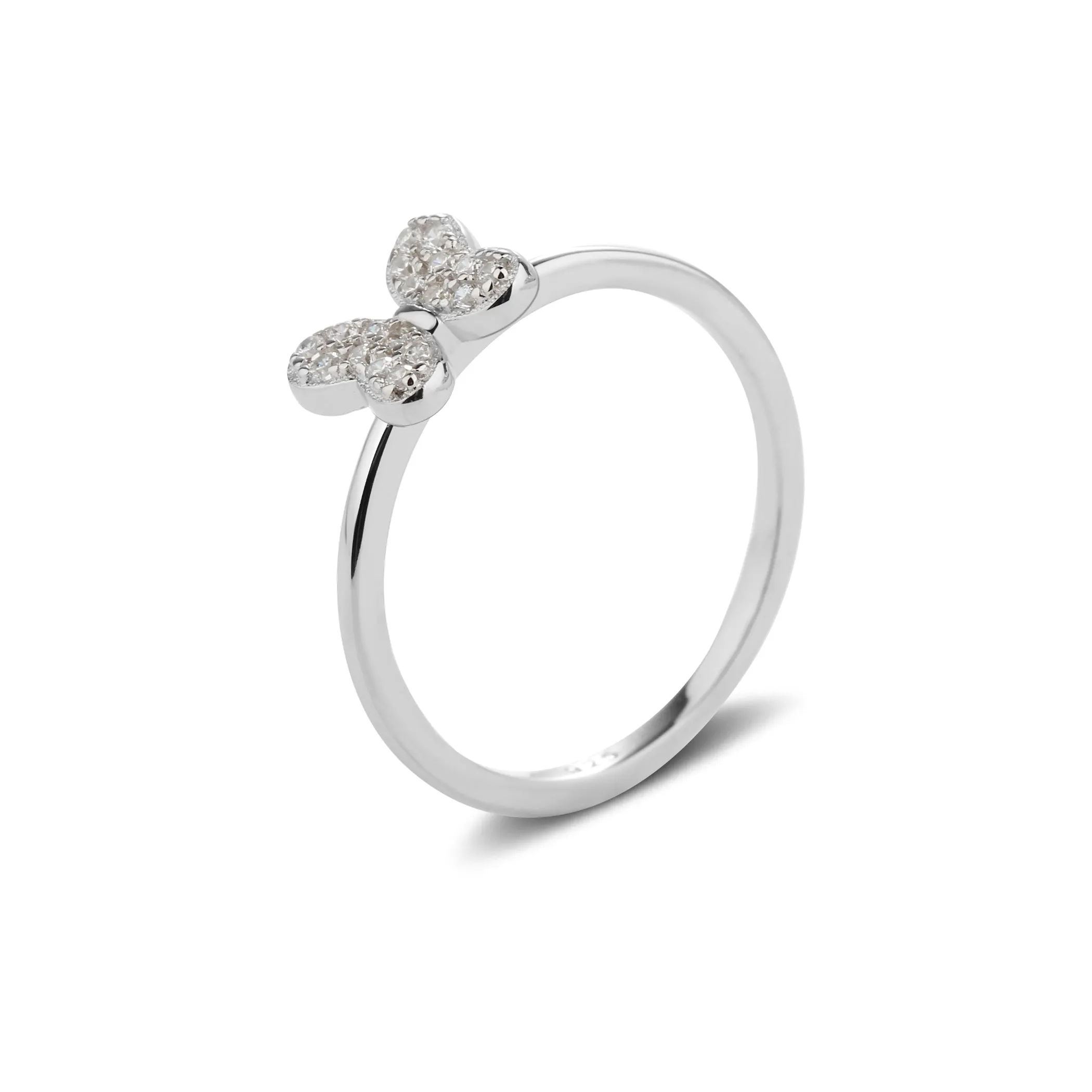 Sterling Silver Clear Butterfly Ring with CZs for Kids