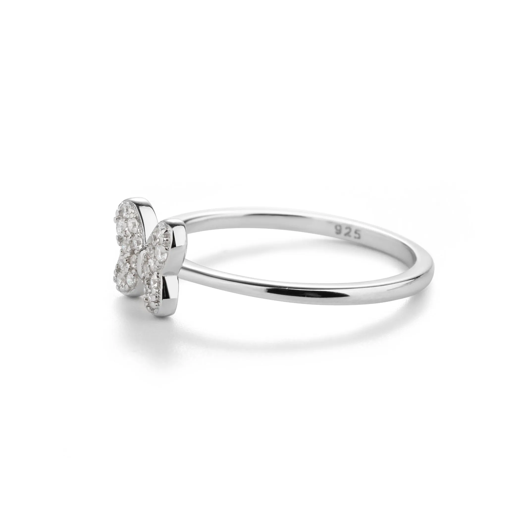 Sterling Silver Clear Butterfly Ring with CZs for Kids
