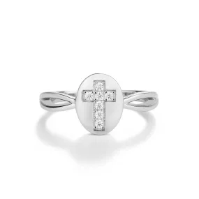 Sterling Silver Cross CZ Baby Ring for Kids