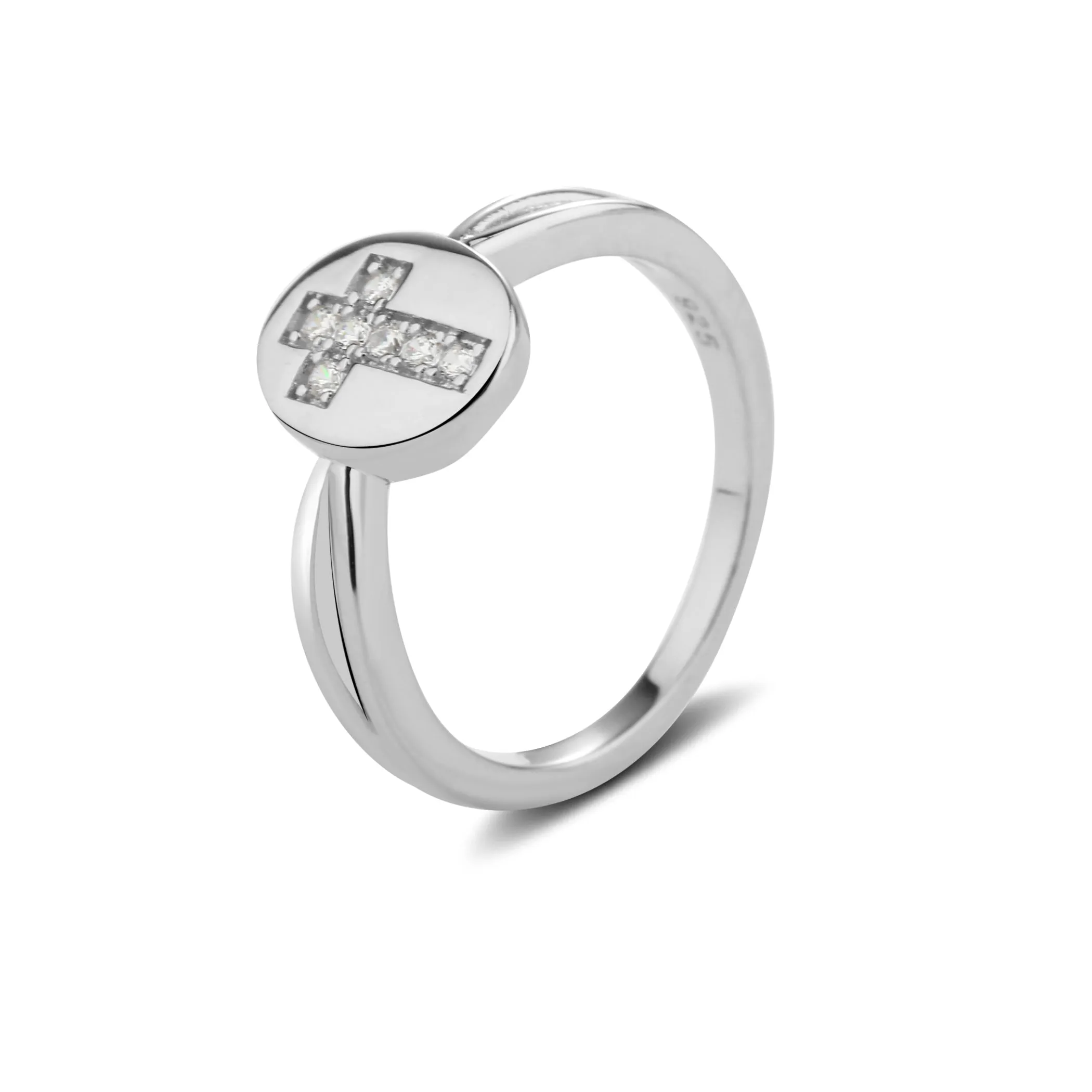 Sterling Silver Cross CZ Baby Ring for Kids