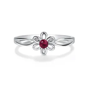 Sterling Silver Daisy Birthstone Baby Ring for Kids