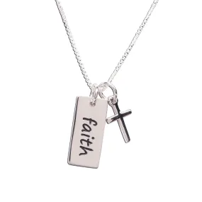 Sterling Silver Faith Cross Necklace for Baptism or Communion Gift