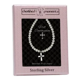 Sterling Silver First Communion Cross Bracelet