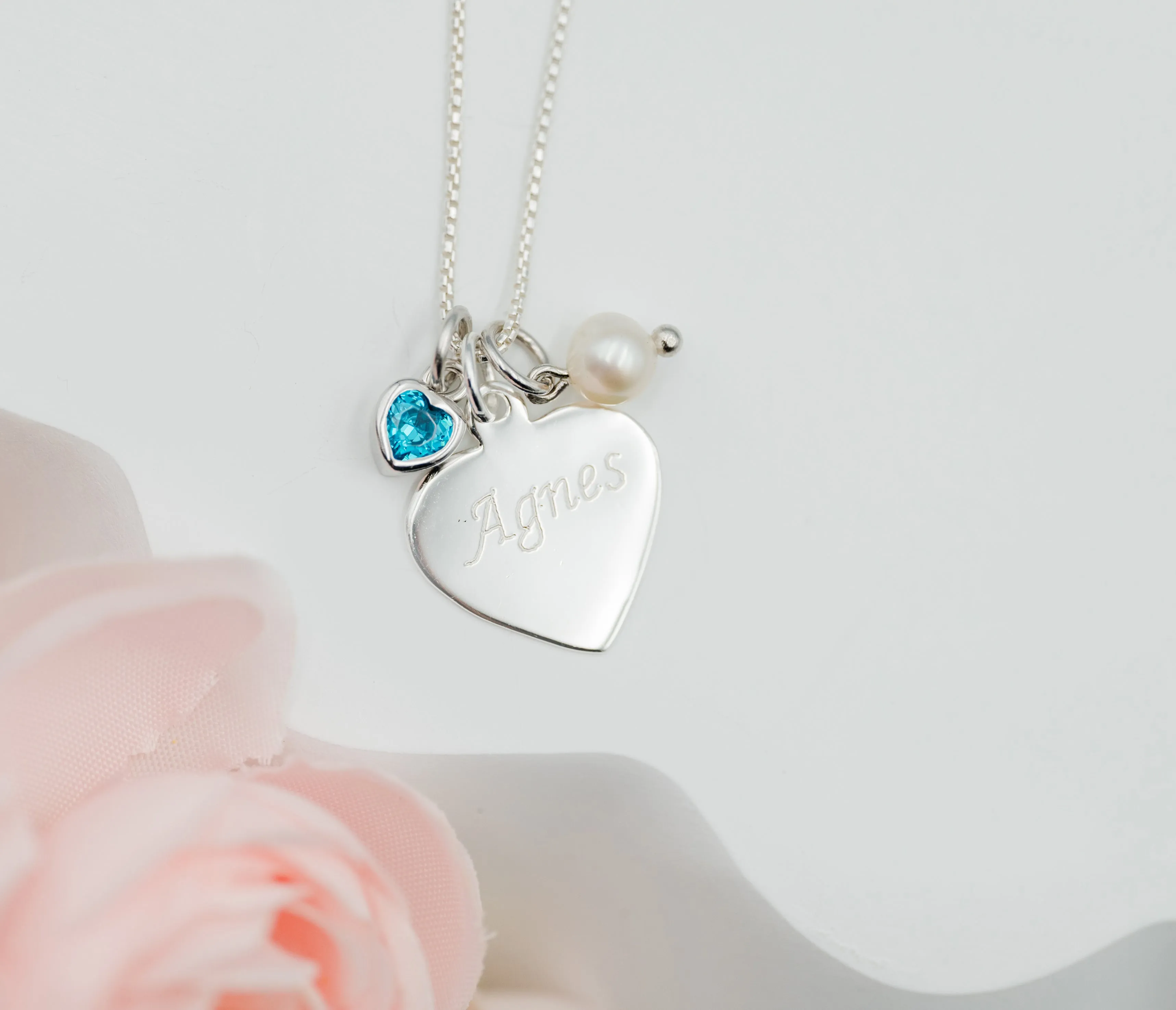 Sterling Silver FREE Engraved Heart Necklace