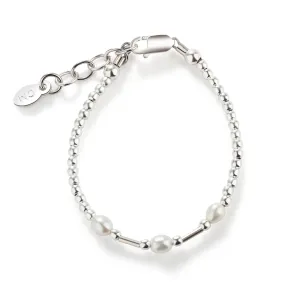 Sterling Silver Freshwater Rice Pearl Baby Bracelet for Girls