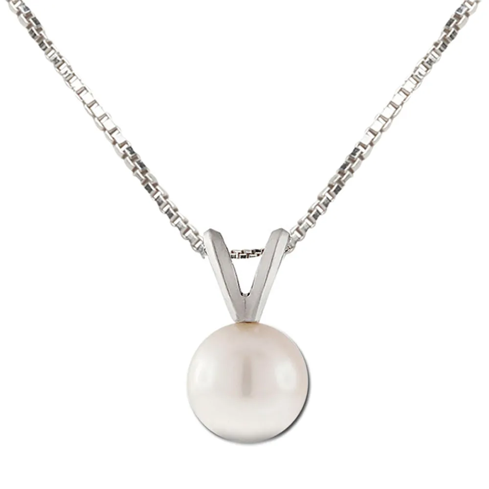 Sterling Silver Girl's Freshwater Pearl Necklace-White
