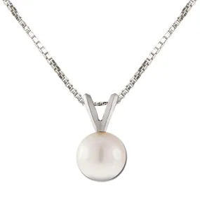 Sterling Silver Girl's Freshwater Pearl Necklace-White
