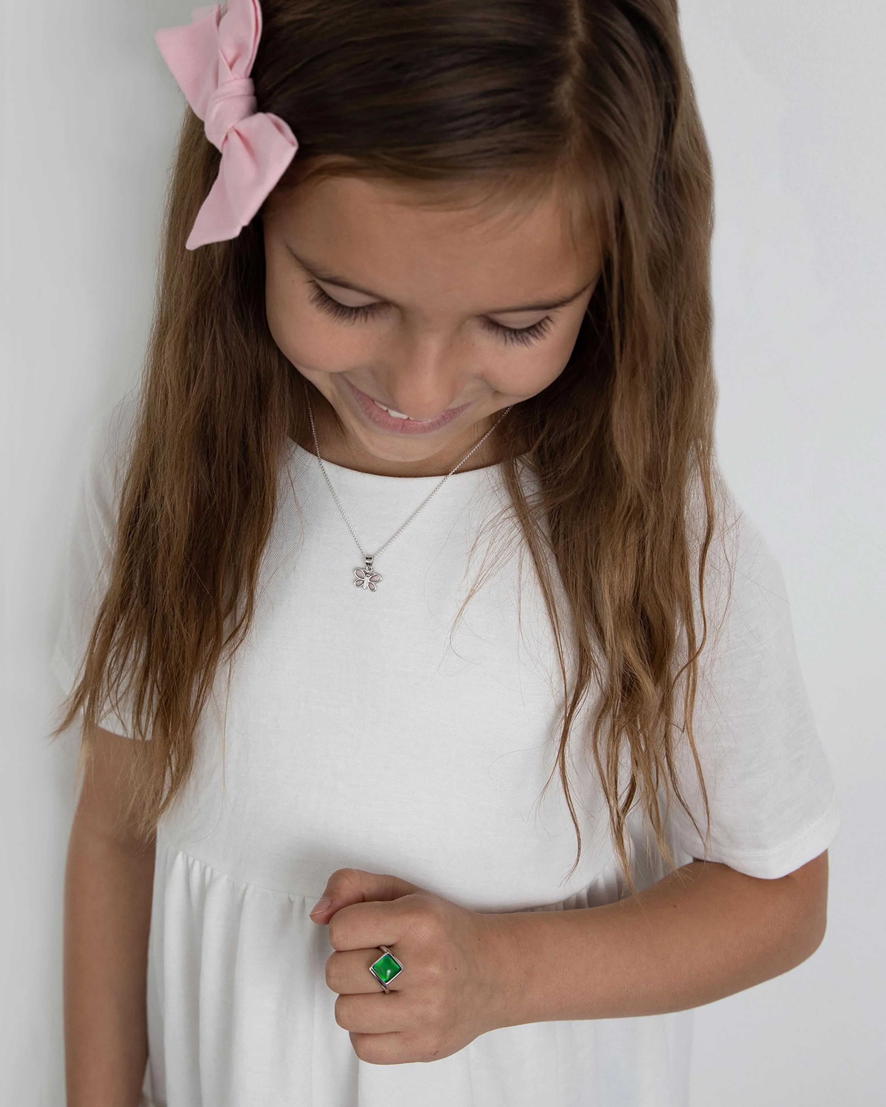 Sterling Silver Girl's Mood Ring (Square)