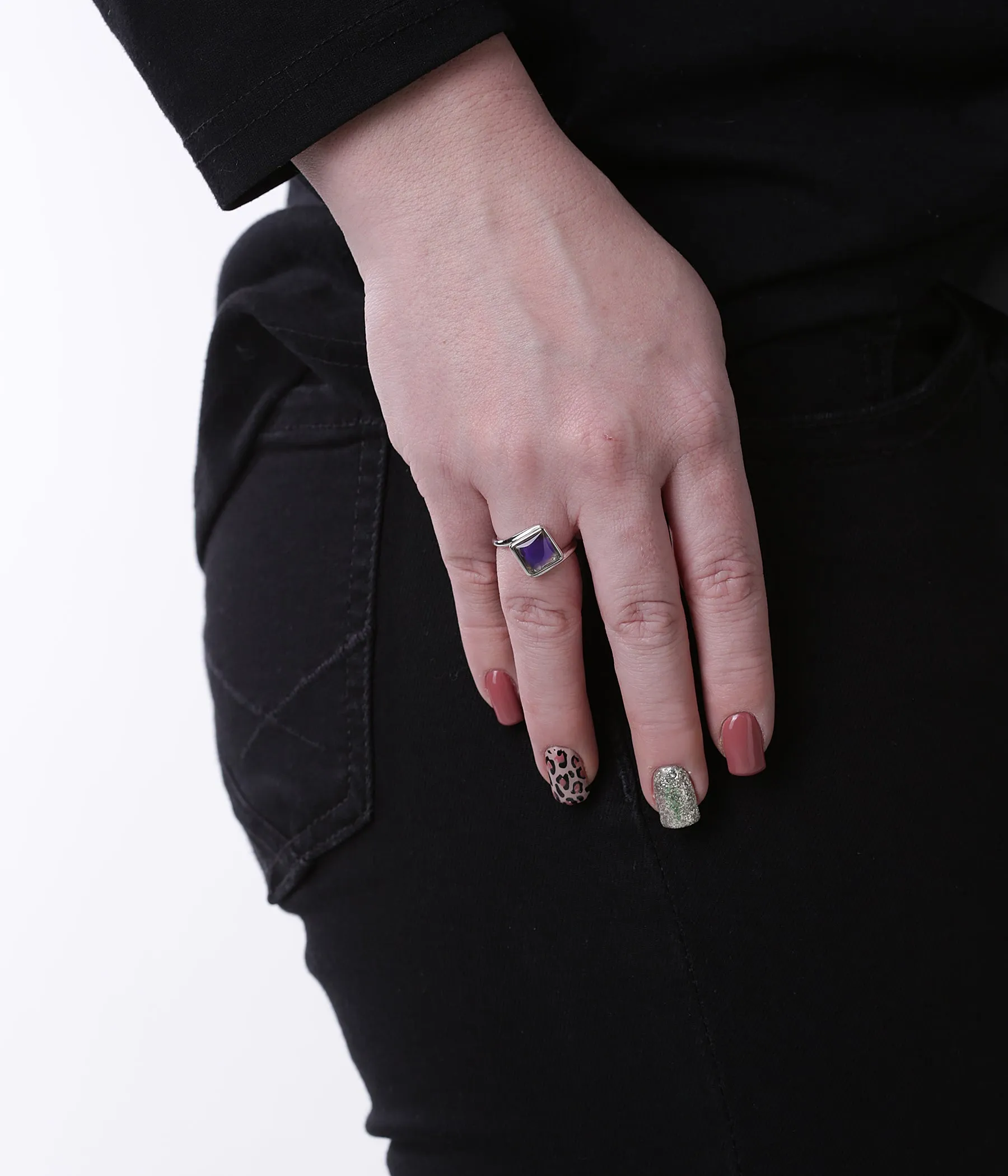 Sterling Silver Girl's Mood Ring (Square)