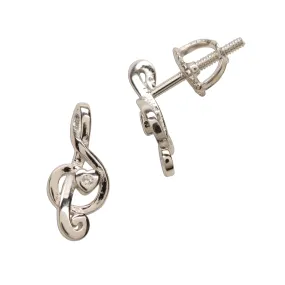 Sterling Silver Girl's Music Note Earrings