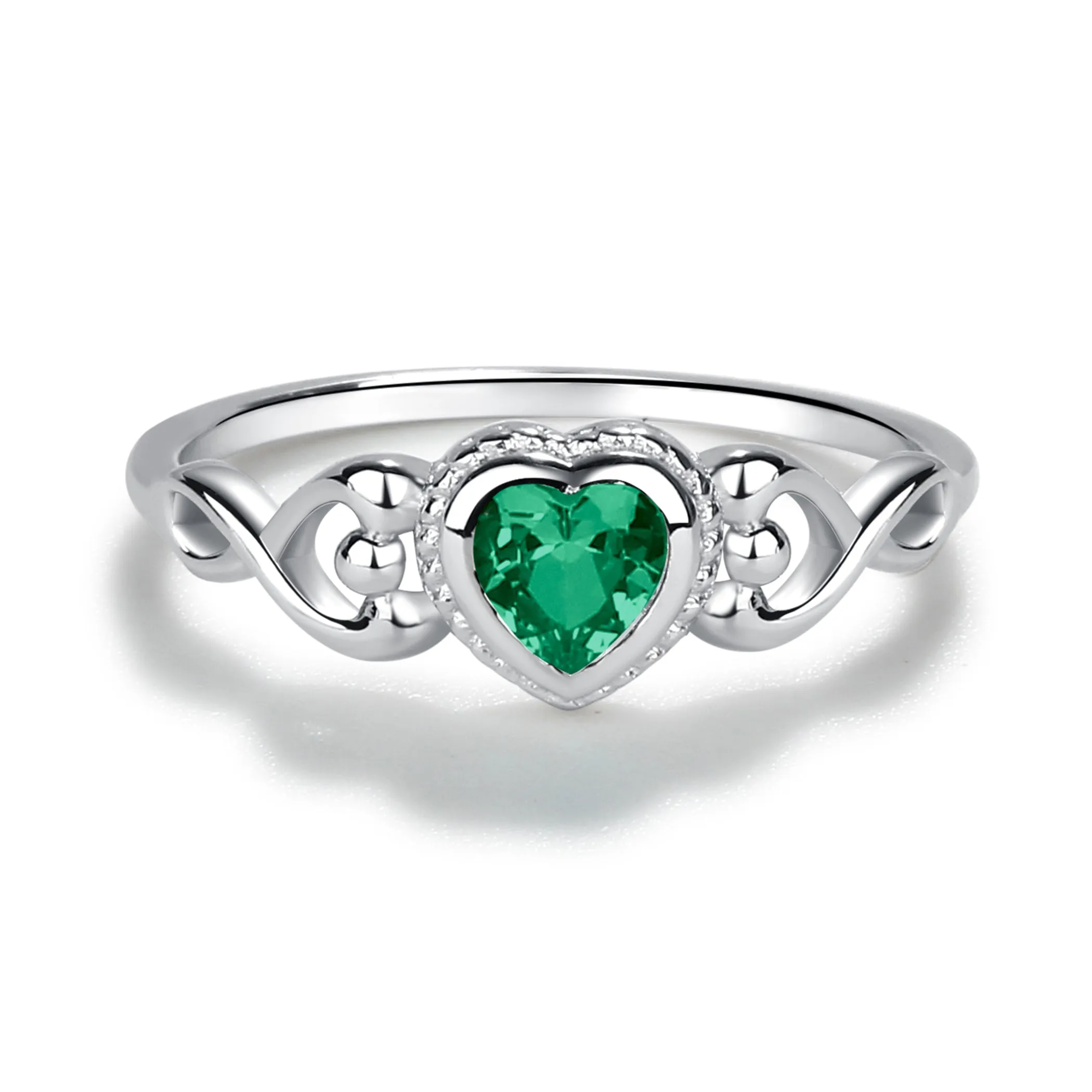 Sterling Silver Heart Birthstone Baby Ring for Kids