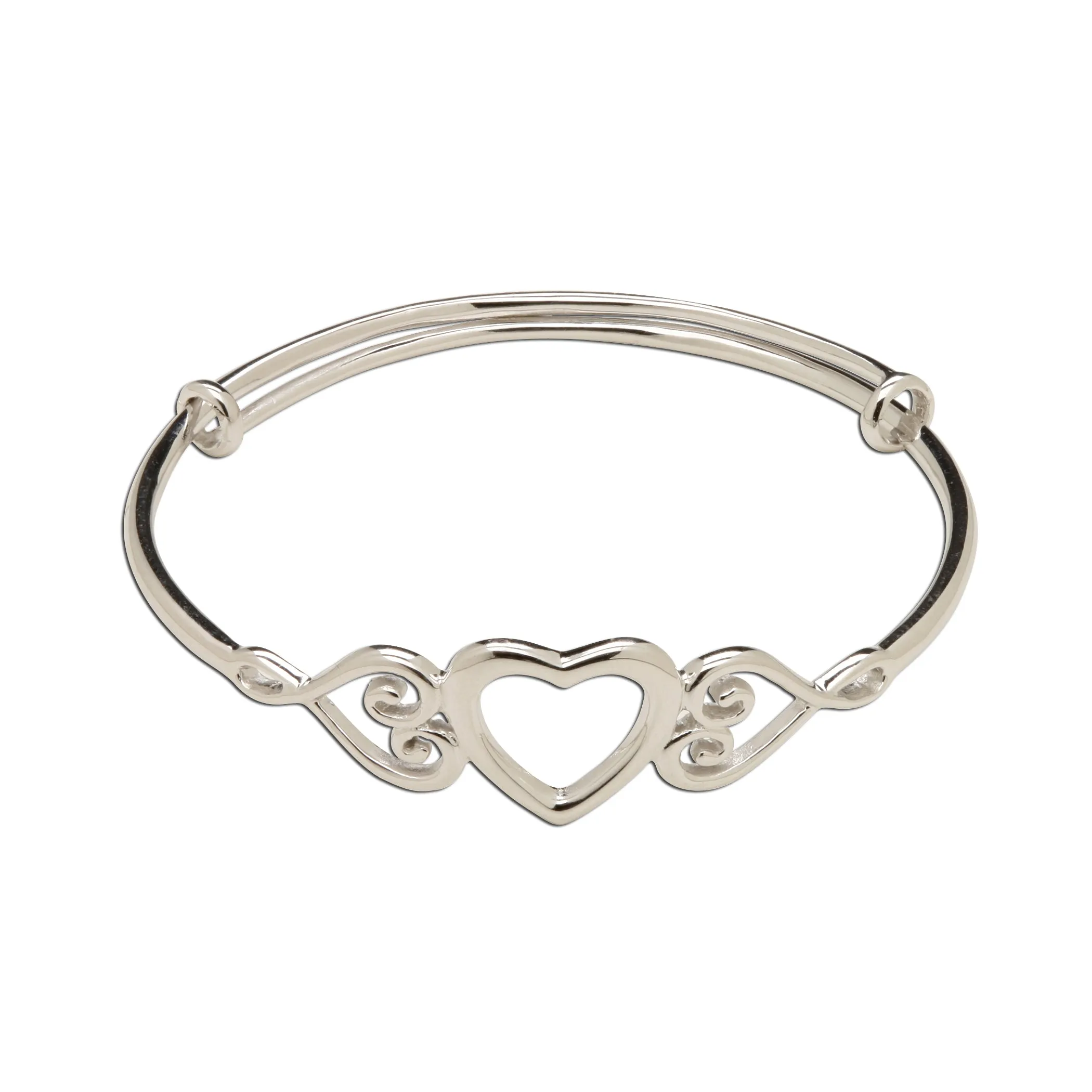 Sterling Silver Heart Bracelet-Adjustable for Baby and Child