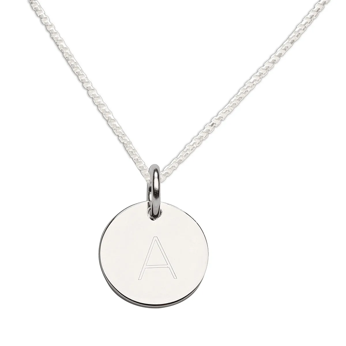 Sterling Silver Initial Disc Necklace