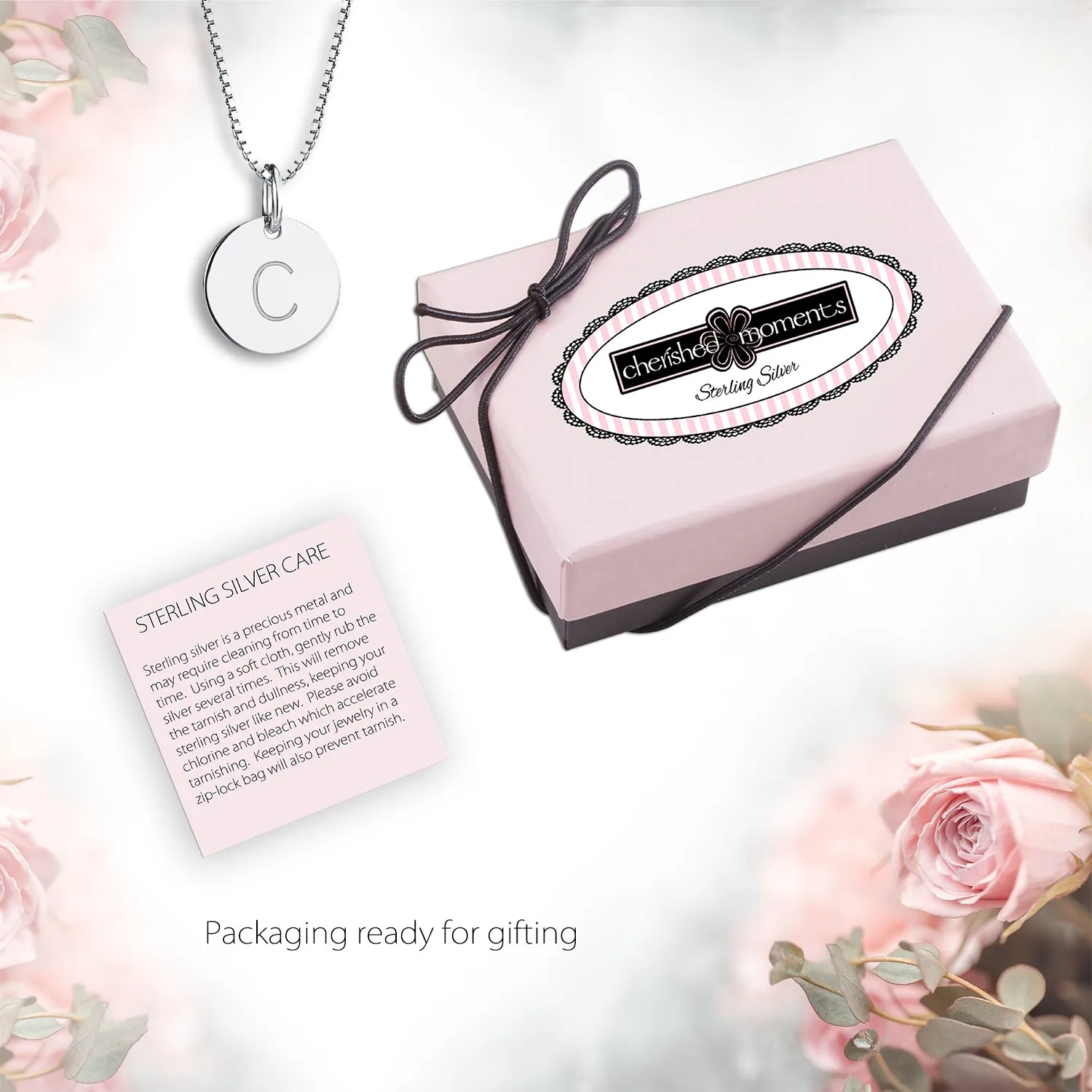 Sterling Silver Initial Disc Necklace