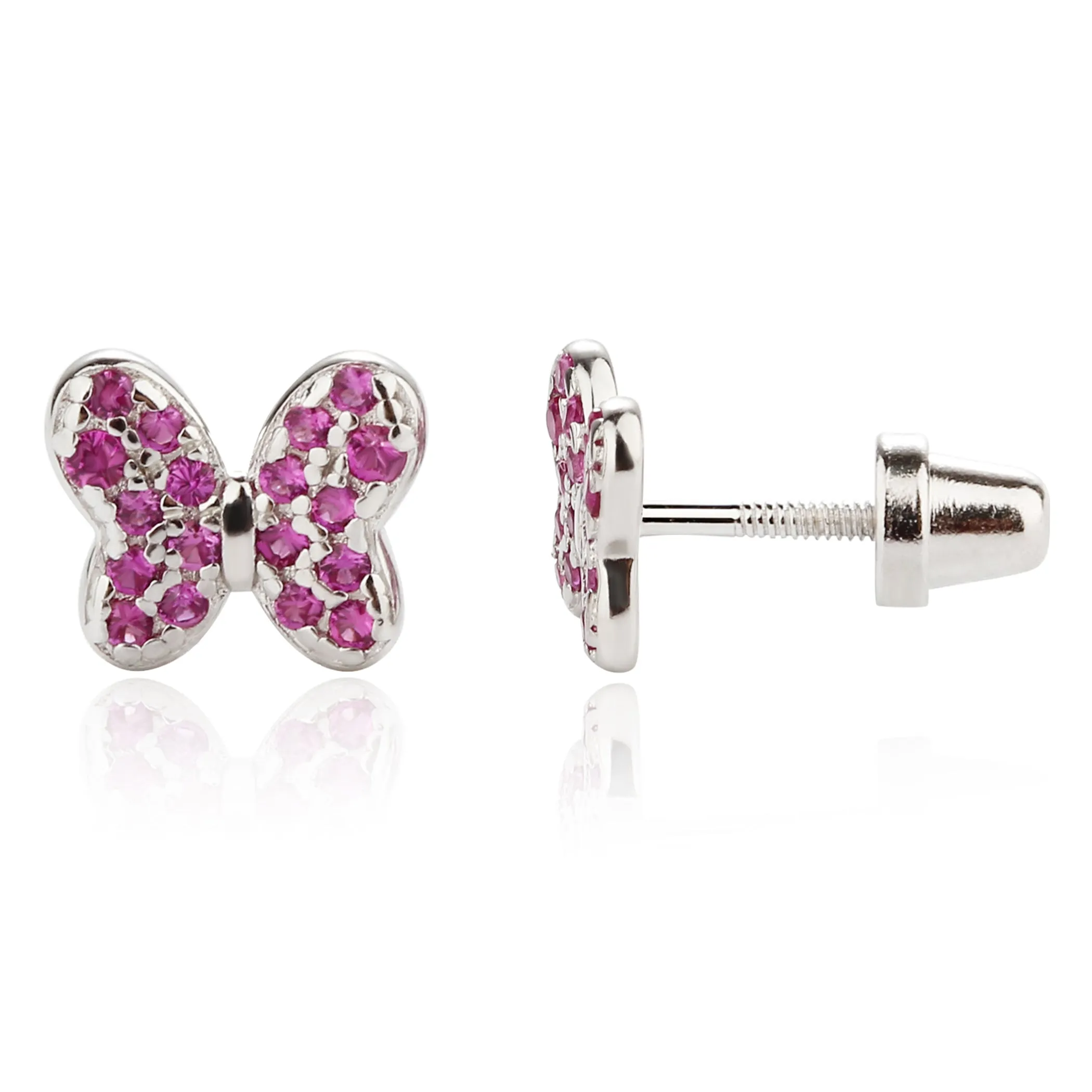 Sterling Silver Kid's Birthstone Butterfly Earrings for Toddlers and Girls