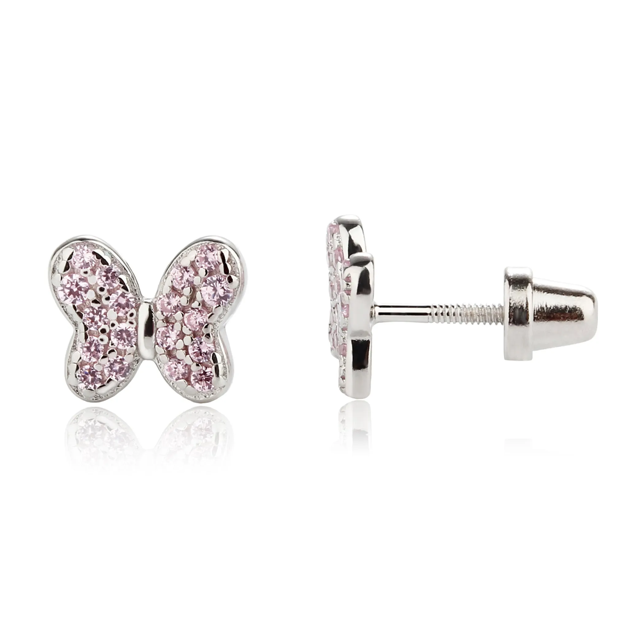 Sterling Silver Kid's Birthstone Butterfly Earrings for Toddlers and Girls
