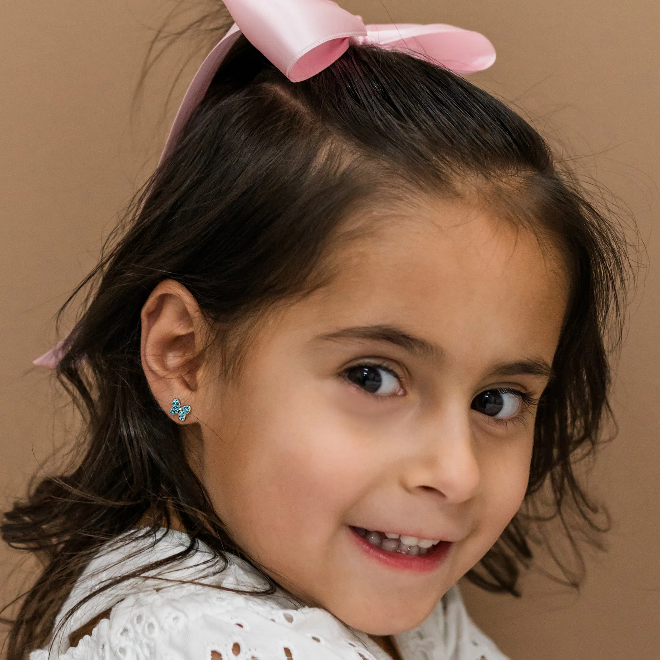 Sterling Silver Kid's Birthstone Butterfly Earrings for Toddlers and Girls