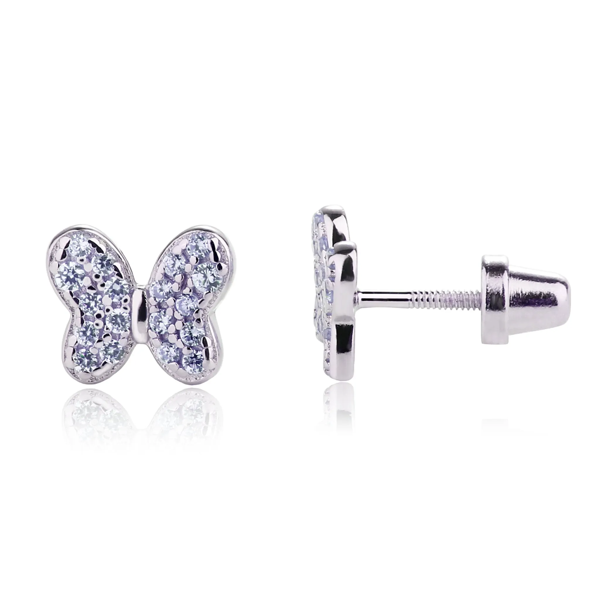Sterling Silver Kid's Birthstone Butterfly Earrings for Toddlers and Girls