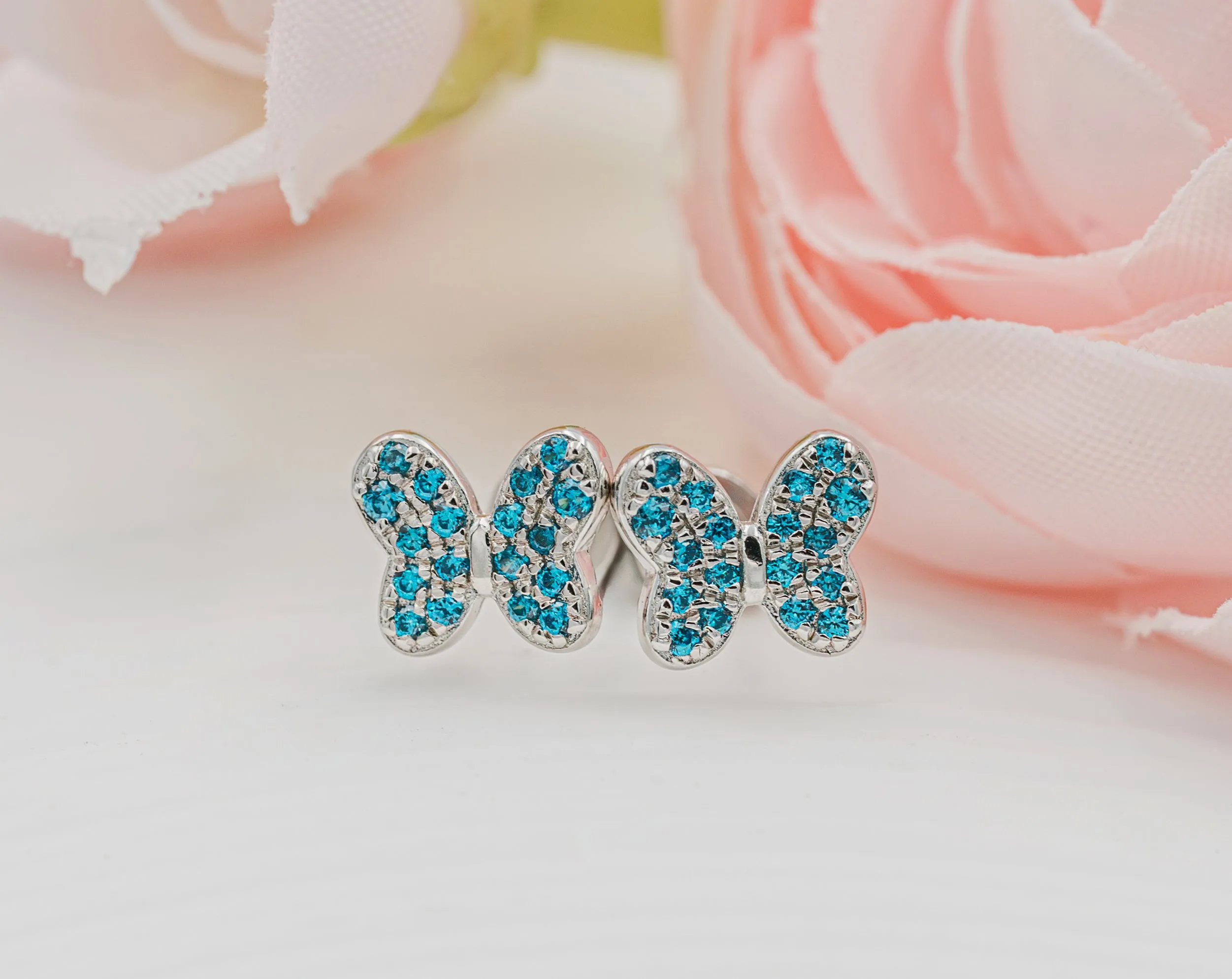 Sterling Silver Kid's Birthstone Butterfly Earrings for Toddlers and Girls