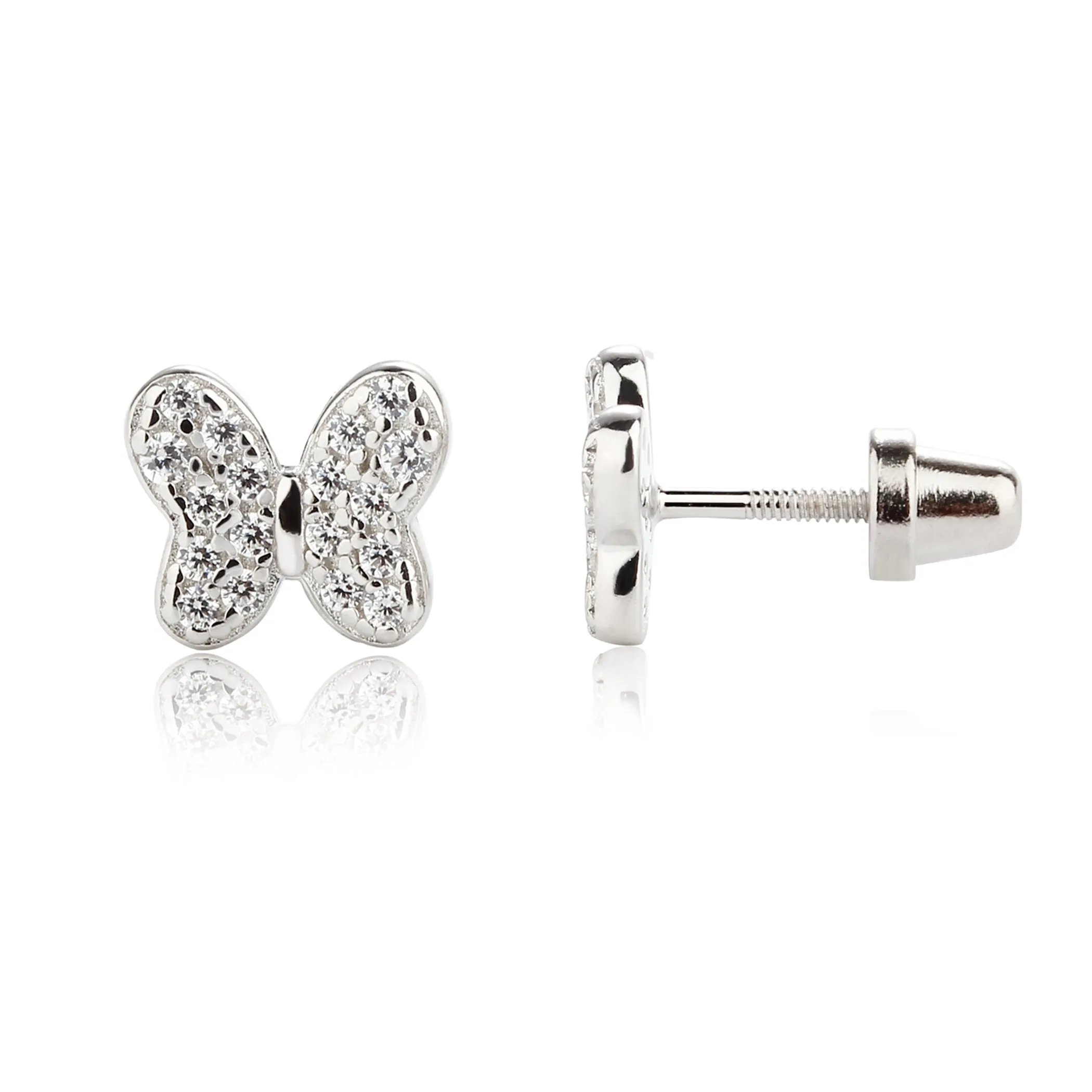 Sterling Silver Kid's Birthstone Butterfly Earrings for Toddlers and Girls